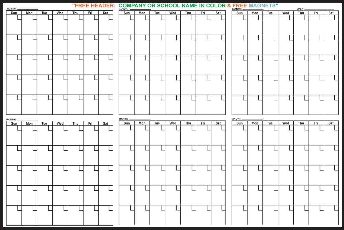 6 Monthly Calendar Printable Year Calendar 1