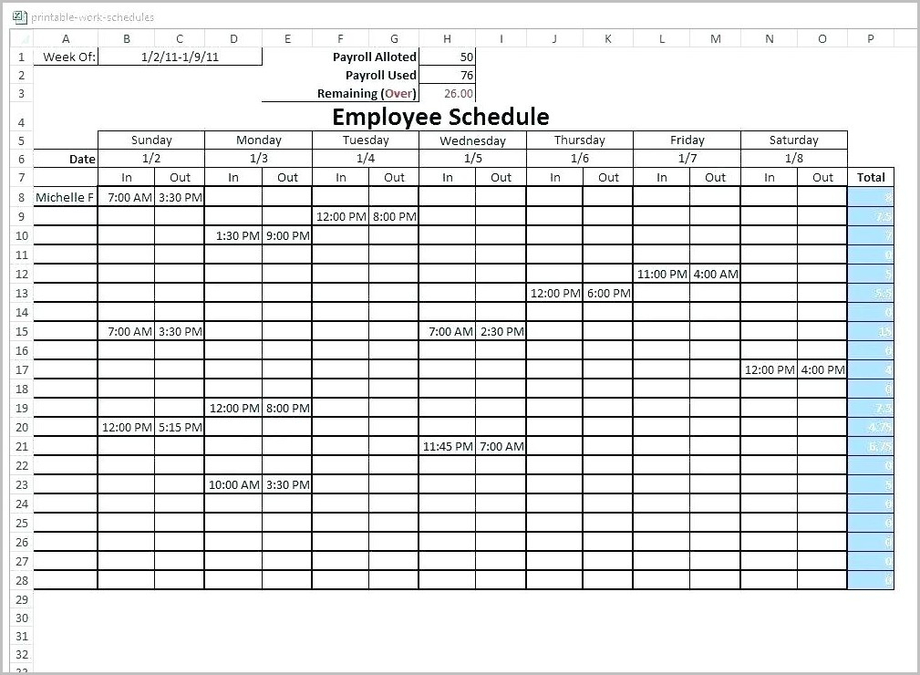 6 Week Work Schedule Template Template Resume Examples 1