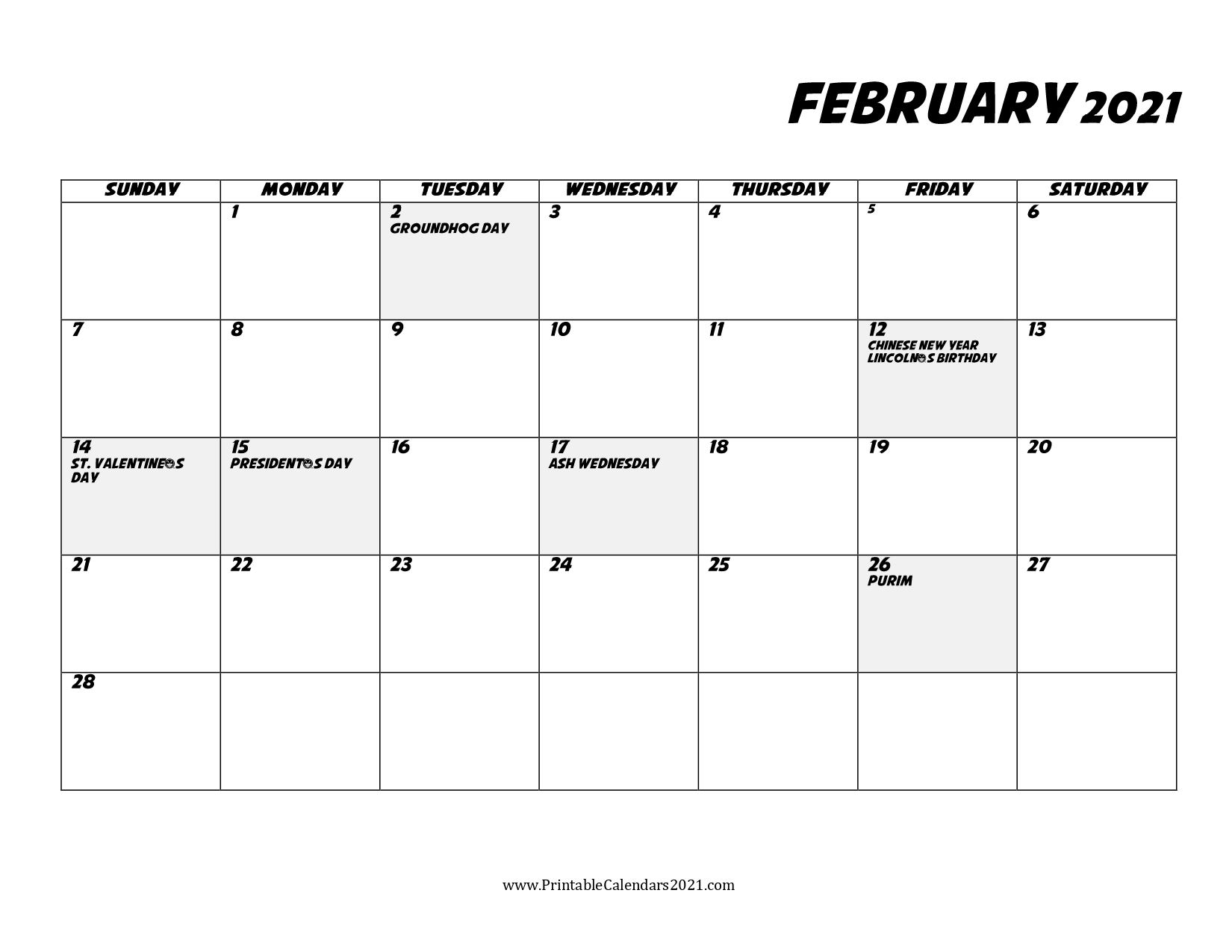 65 Free February 2022 Calendar Printable With Holidays