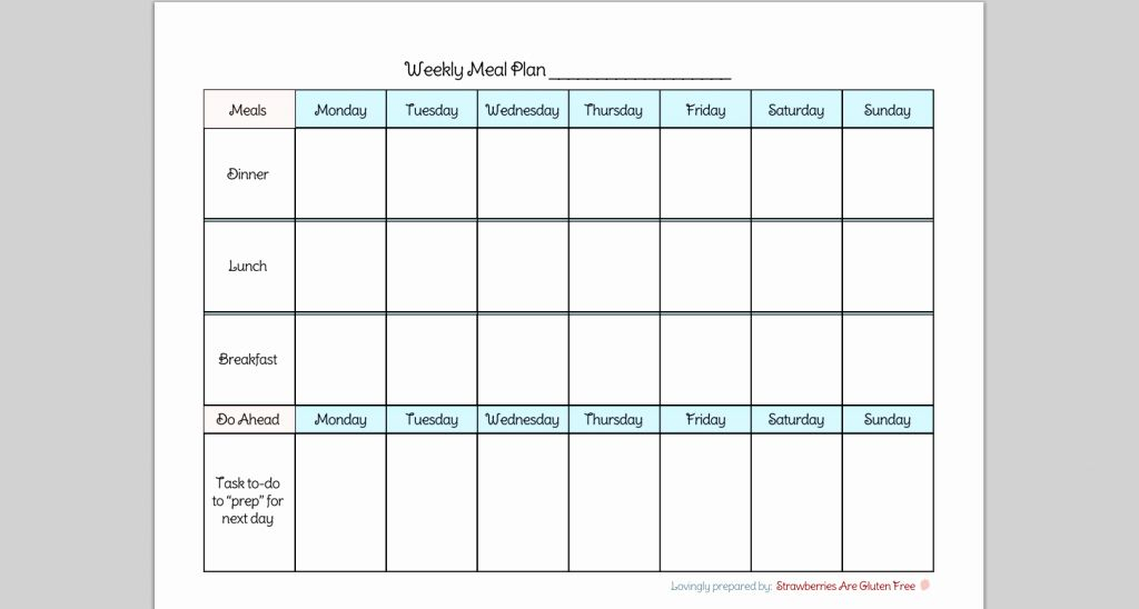 7 Day Calendar Template Awesome Printable 7 Day Meal 1