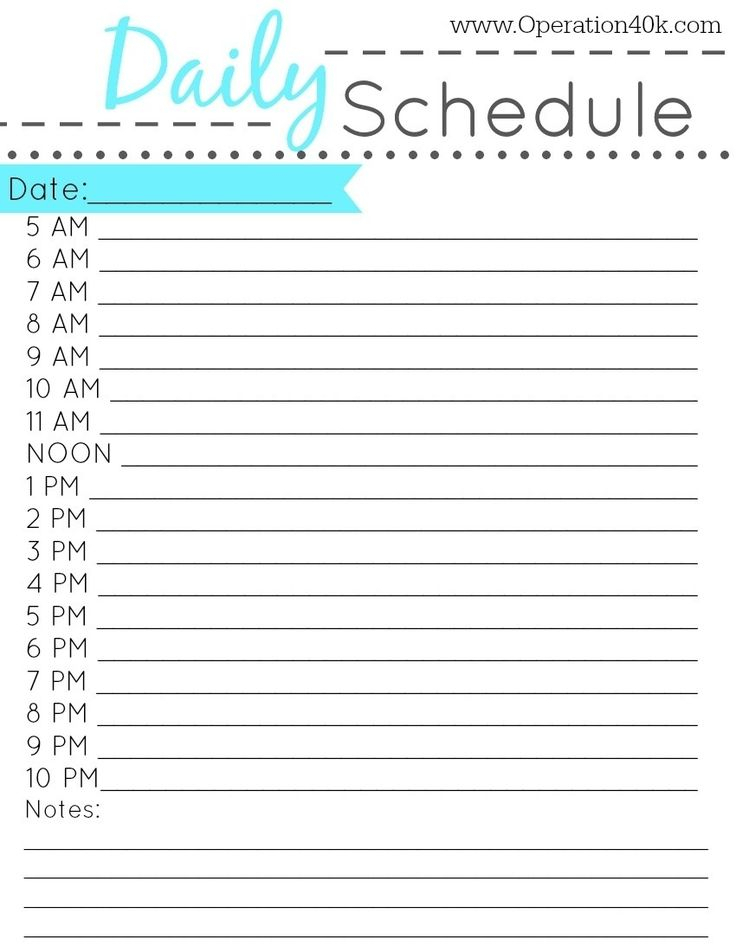 7 Day Hourly Calendar Template In 2020 Daily Schedule 1