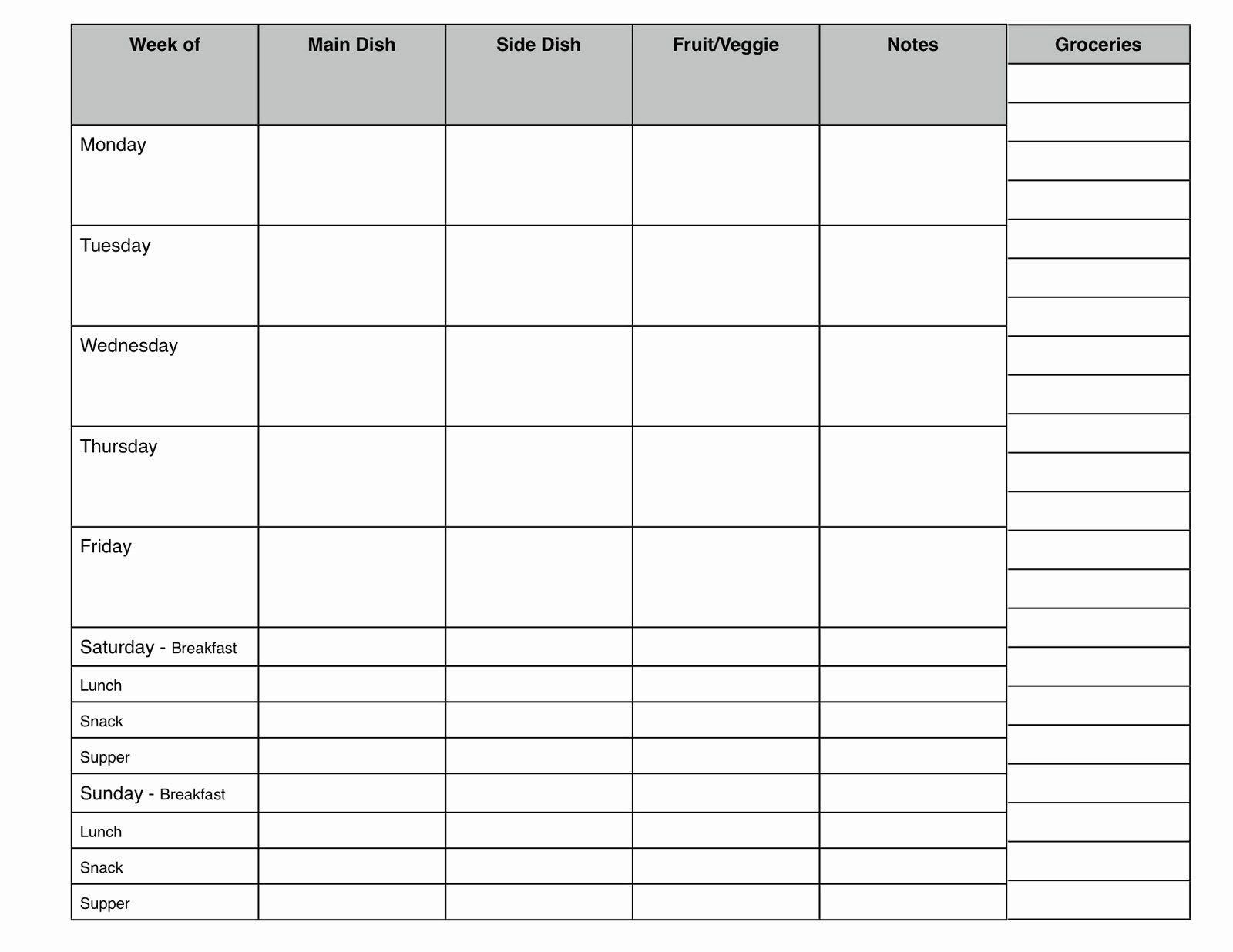 7 Day Meal Plan Template Meal Plan Template Free Lovely 7