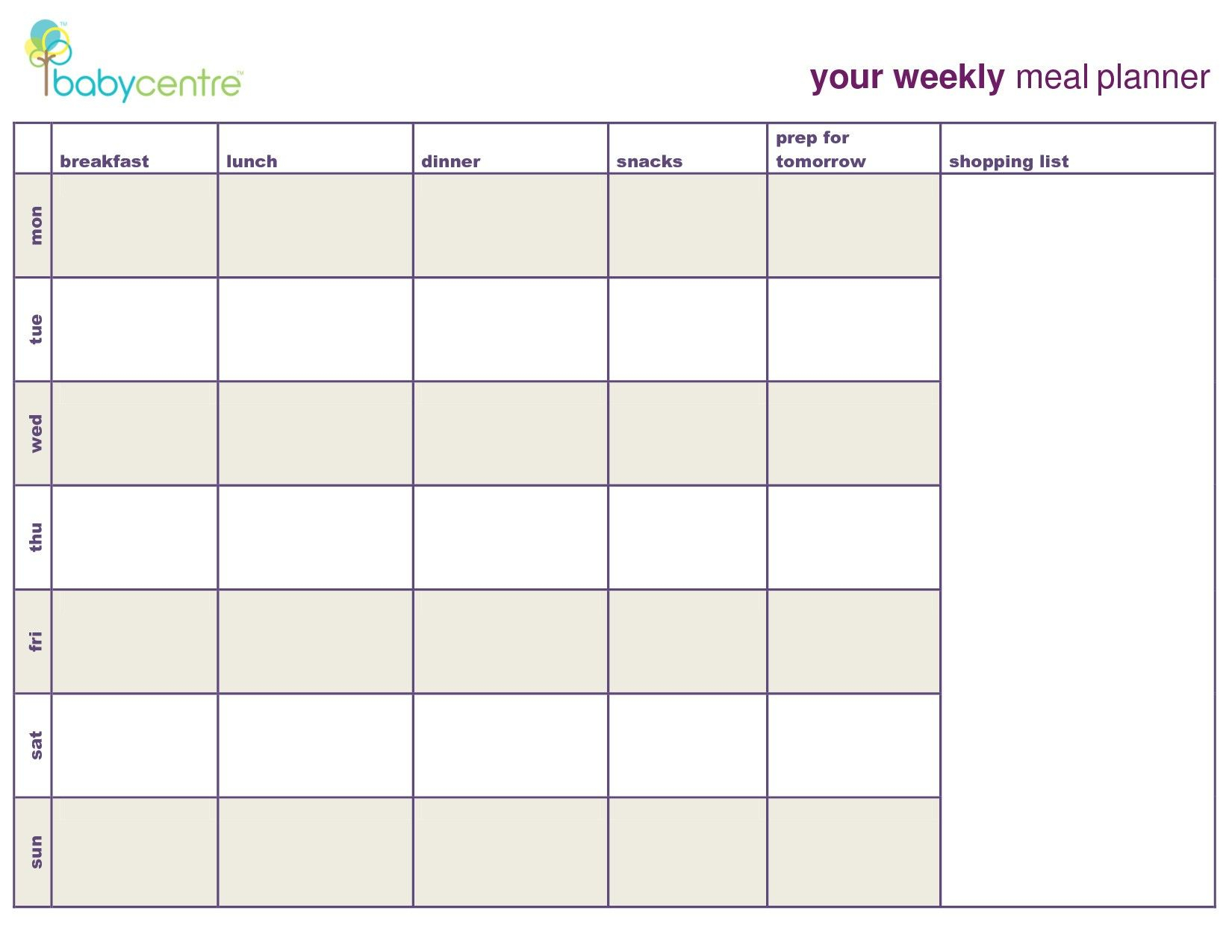 7 Day Menu Planner Template Awesome Meal Planning Calendar