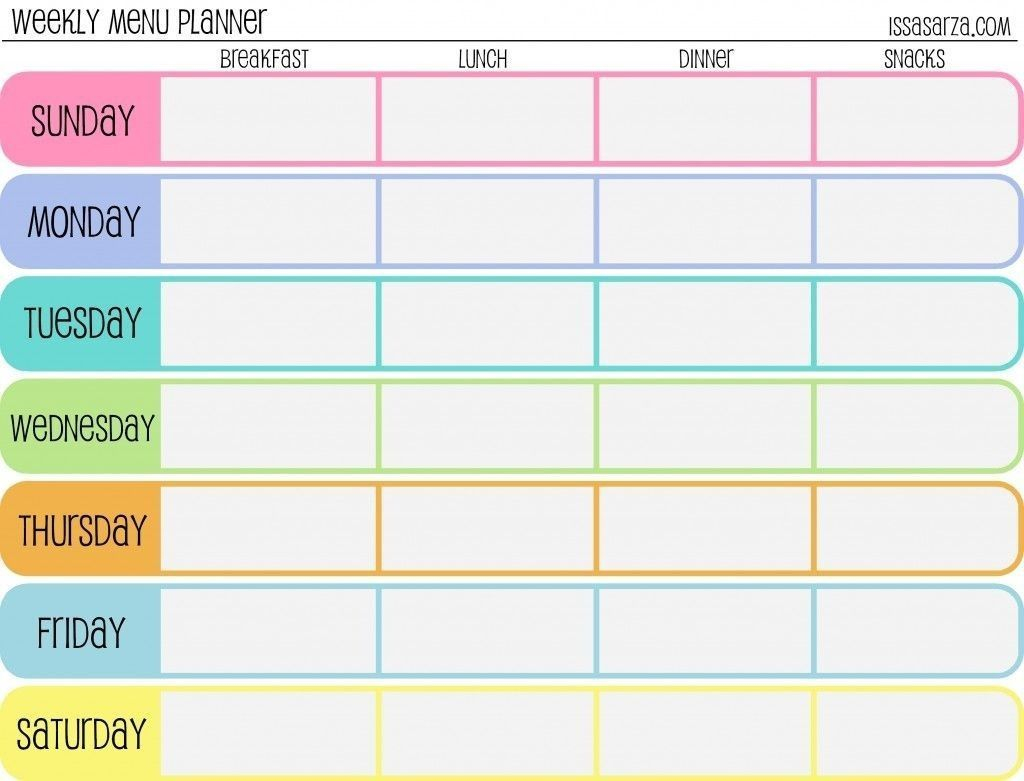7 day menu planner template new 7 day weekly planner