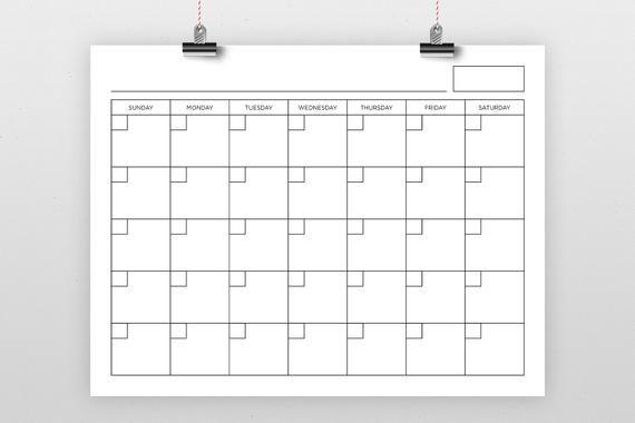 8 5 X 11 Inch Blank Calendar Page Template Instant 3