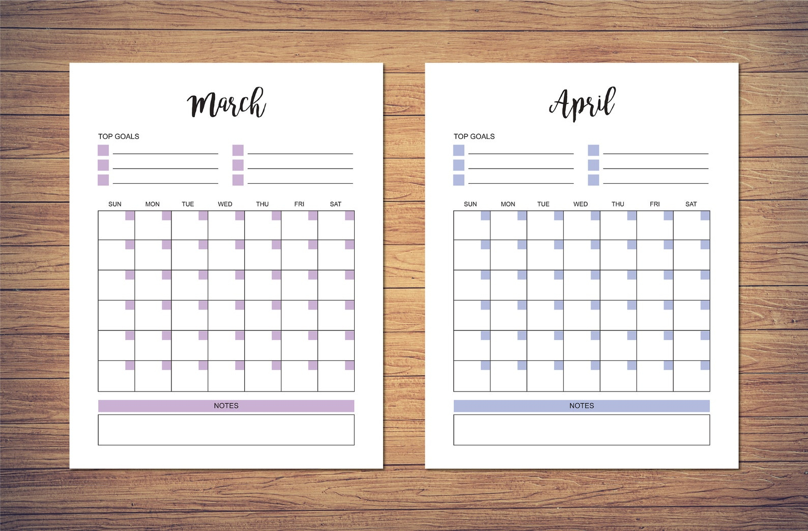 8 5 x 11 inch blank monthly calendar page template instant