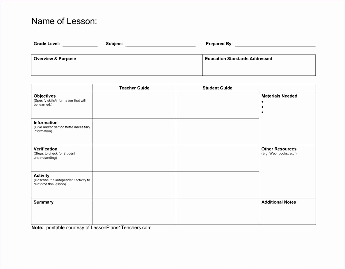 9 Excel Lesson Plan Template Excel Templates