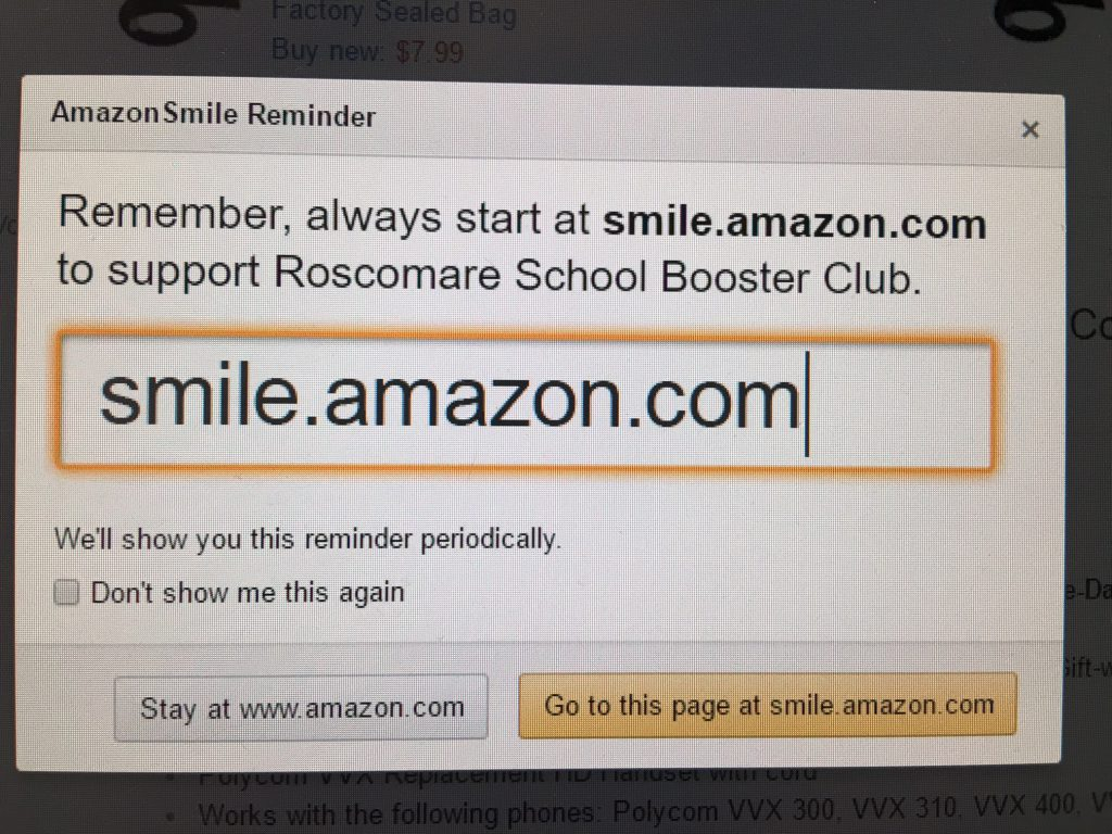 Amazon Smile Roscomare Elementary School