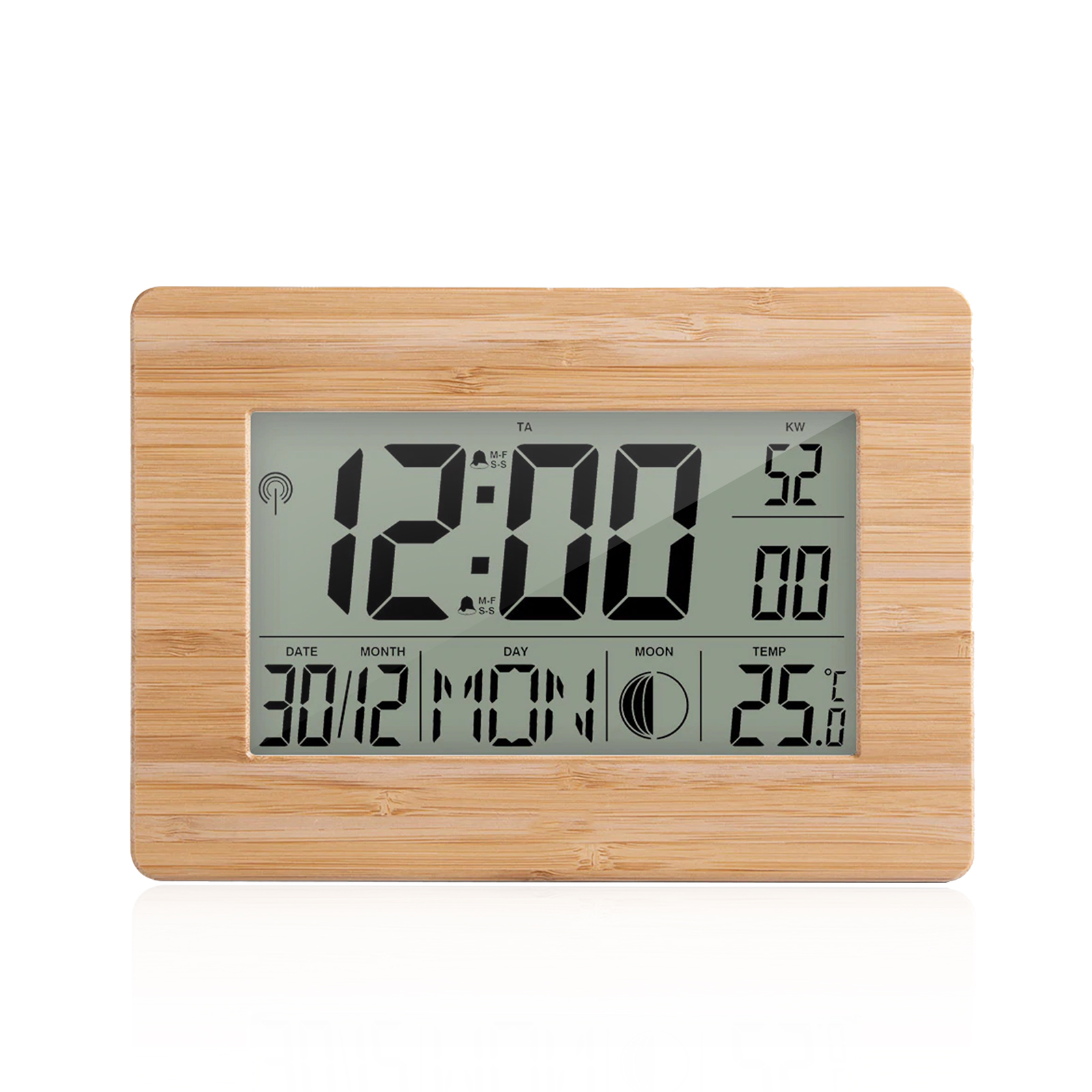 atomic clock lcd digital calendar alarm day clock dual