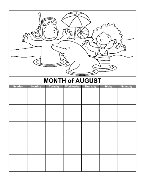 August Calendar Template Education World