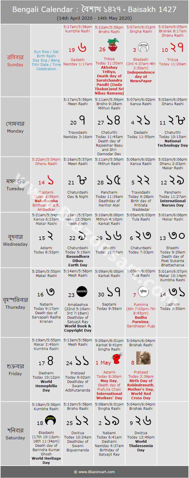 Bengali Calendar 2021 April Calendarso