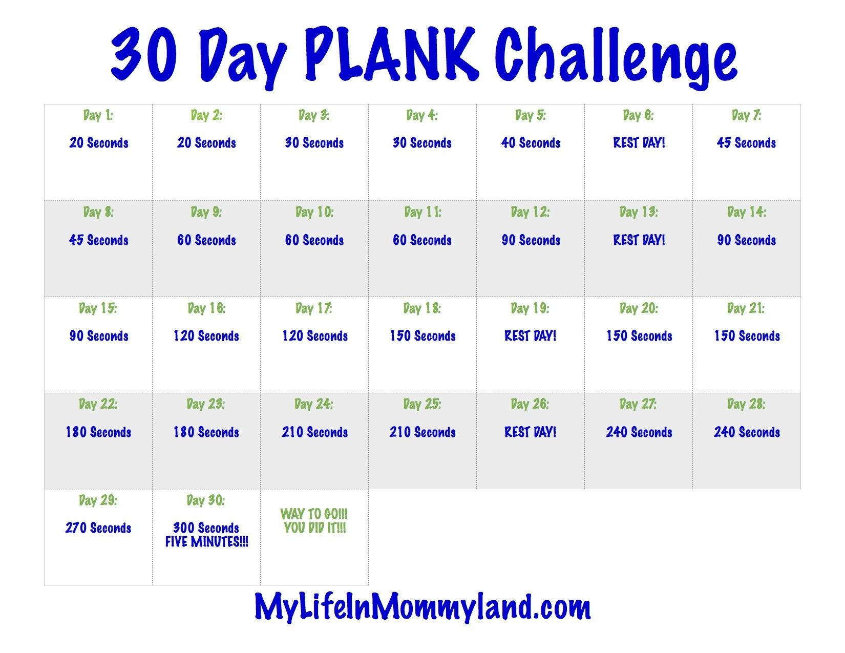 best of 30 day plank challenge calendar printable 1