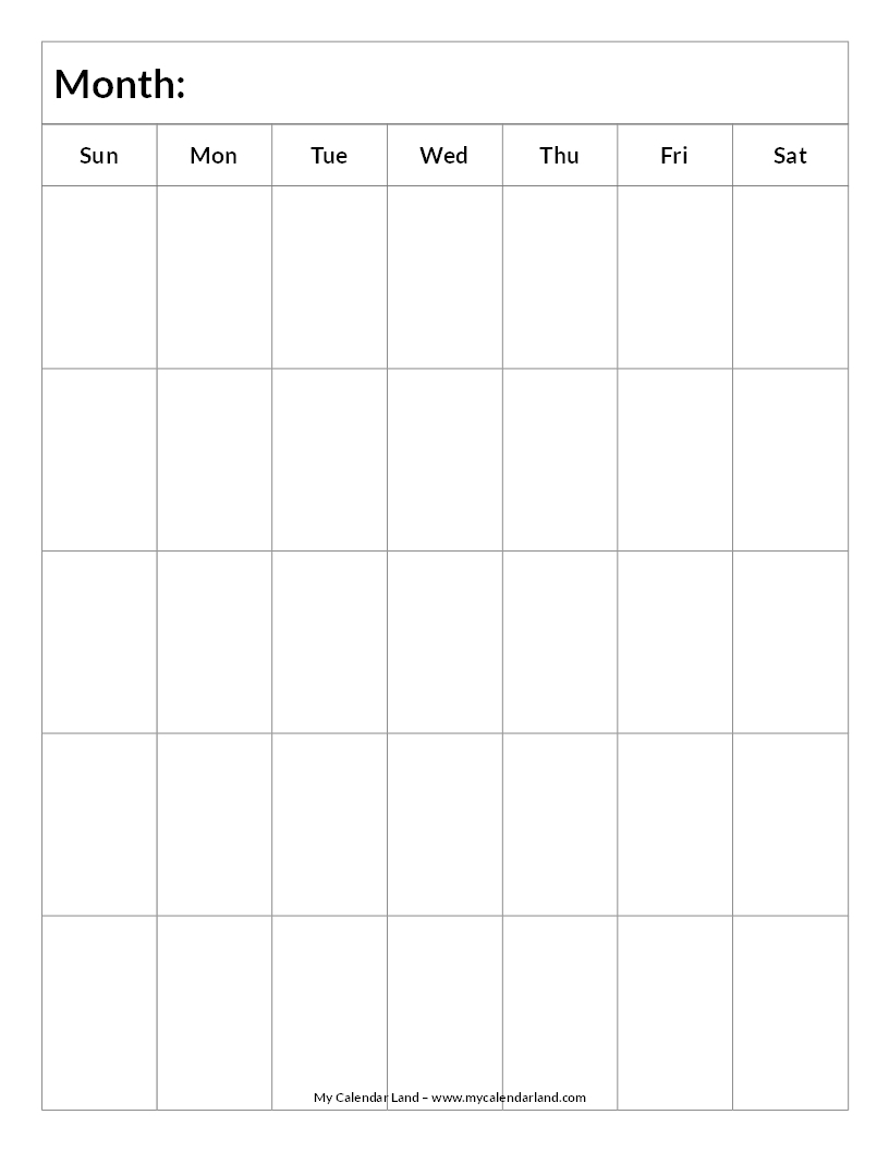 Blank Calendar Printable My Calendar Land 1