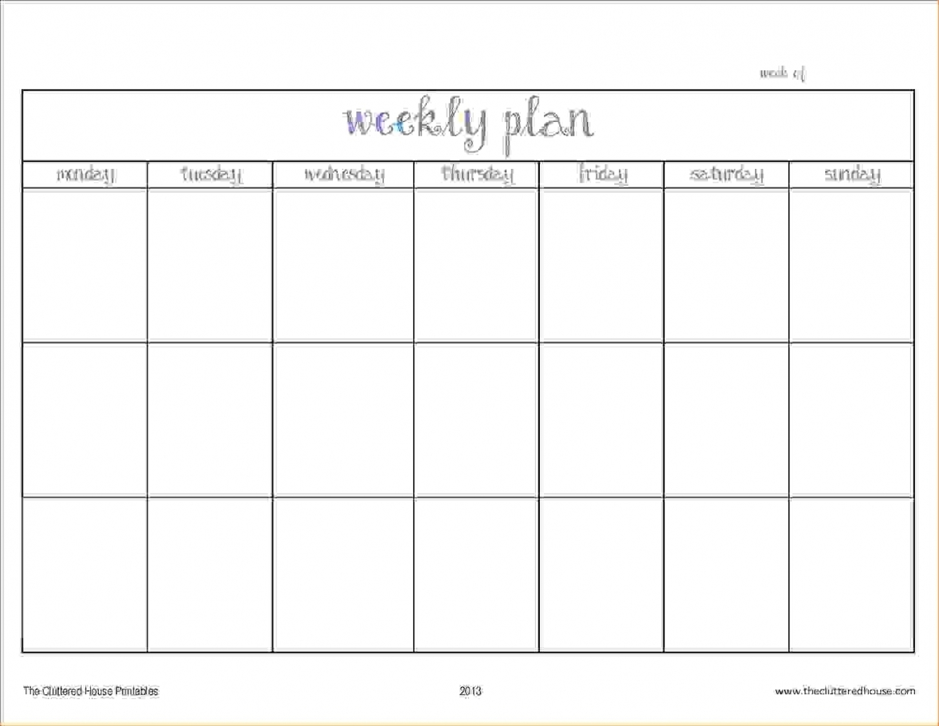 blank days of the week calendar free letter templates