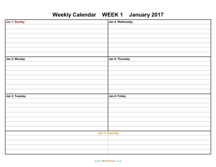 Blank Lined Weekly Printable Calendar Weekly Calendar