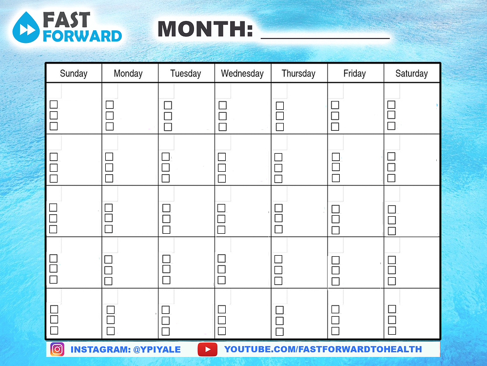 Blank Monthly Printable Fasting Tracker Calendars Tools