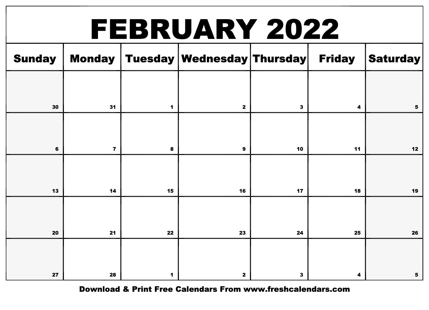 blank printable february 2022 calendars 1