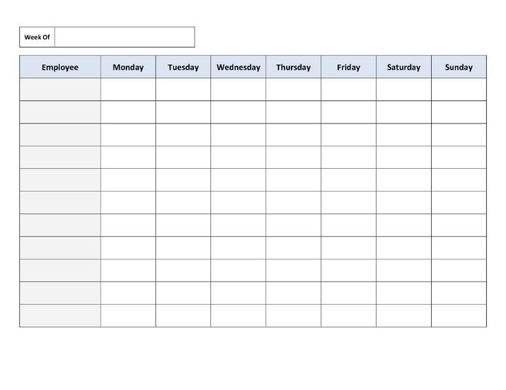 Blank Weekly Work Schedule Template Cleaning Schedule