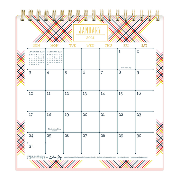 blue sky snow and graham monthly desk calendar with stand