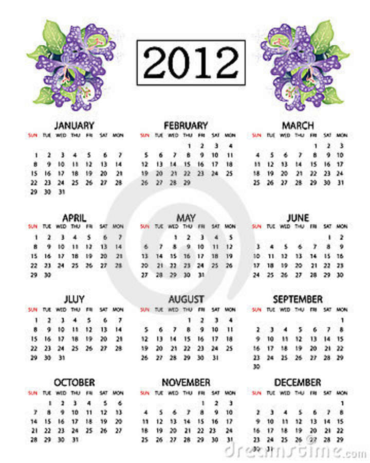 Calendar Template 2012 Stock Illustration Illustration Of