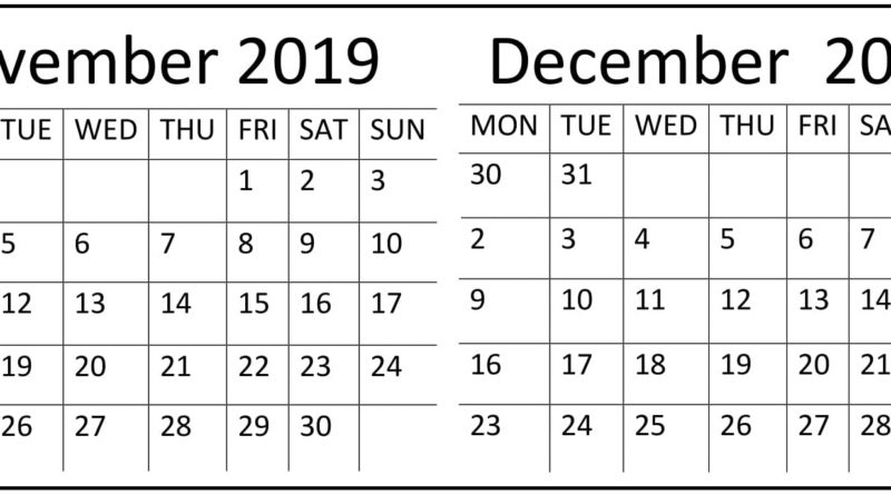 calendar template december 2019 editable free template