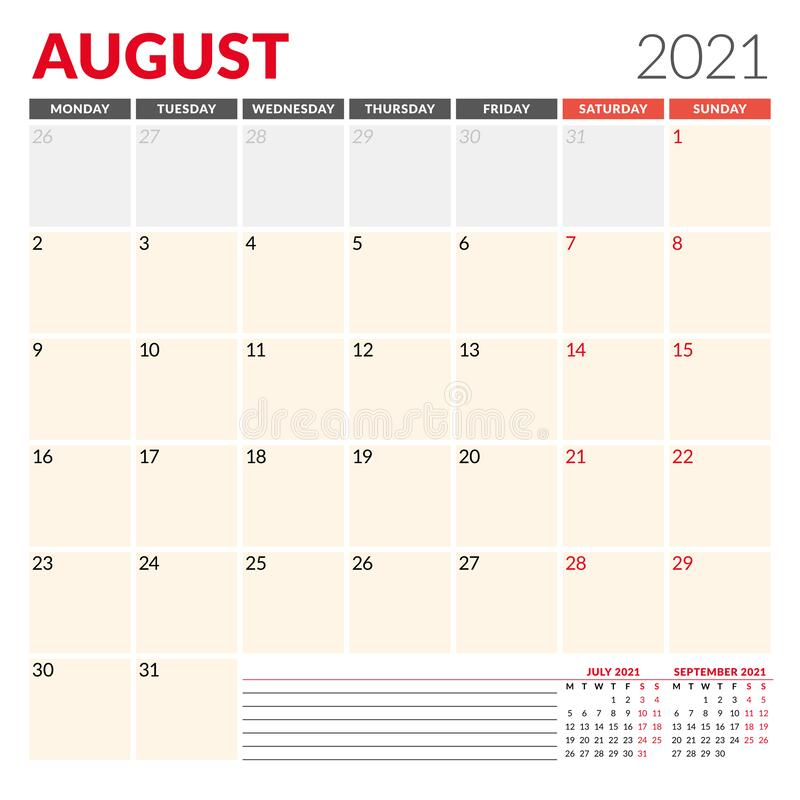 calendar template for august 2021 business monthly