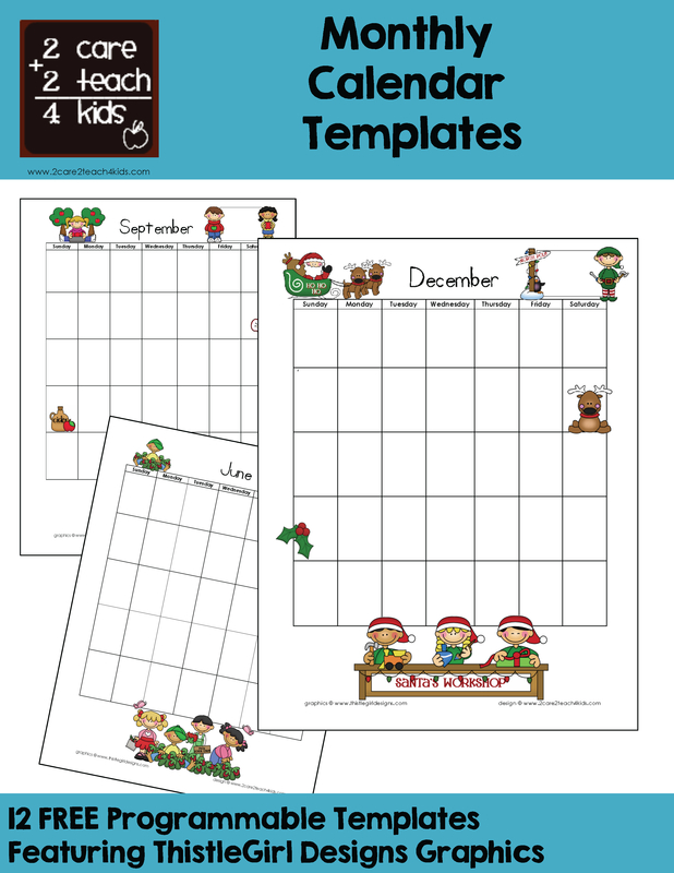 Calendars Free Printable Templates 2care2teach4kids