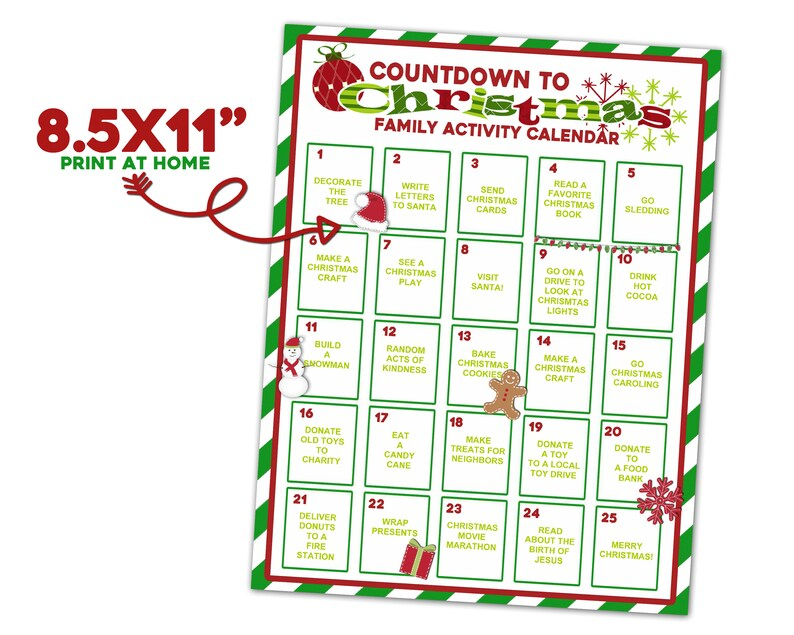 Christmas Countdown Calendar Printable Editable Christmas 3
