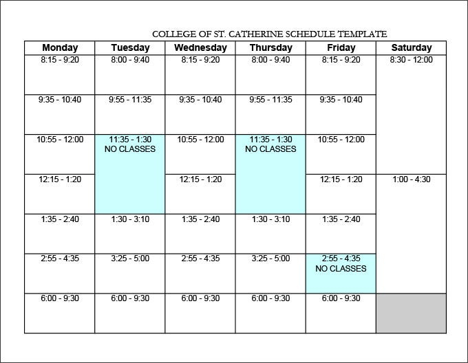 college schedule template 12 free word excel pdf