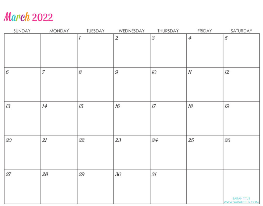 Custom Editable 2022 Free Printable Calendars Sarah 1