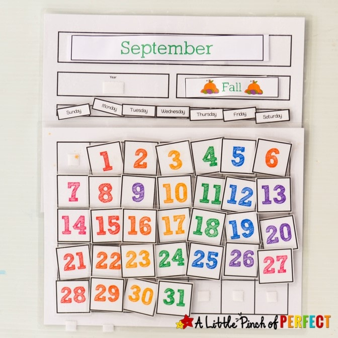 cute free printable calendar for home of school with kids