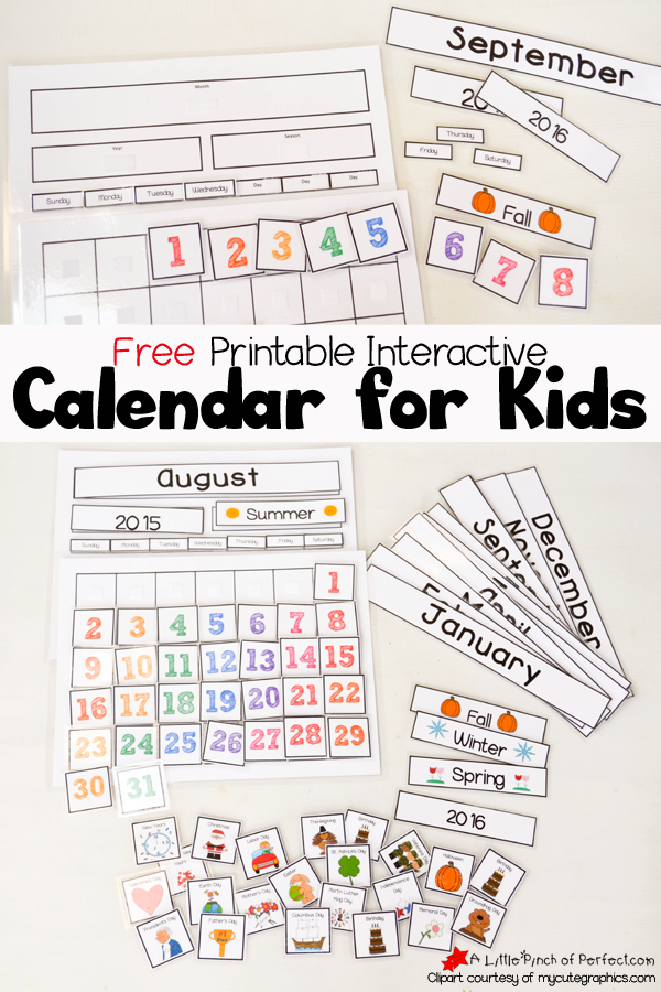 Cute Free Printable Calendar For Home Of School With Kids