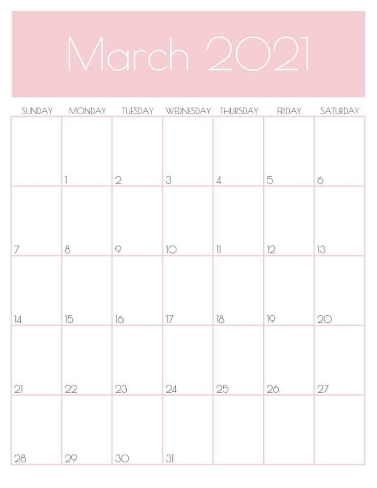 Cute Free Printable March 2022 Calendar