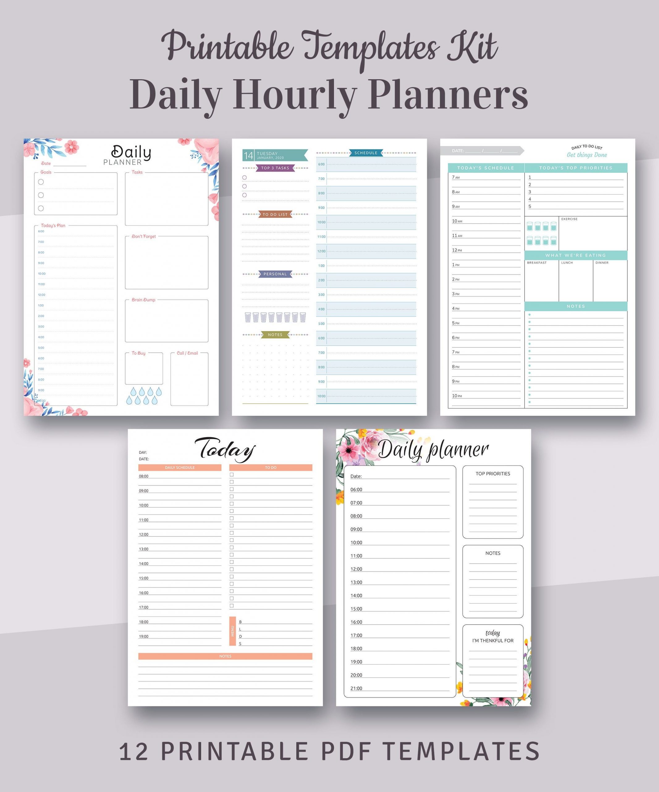 Daily Hourly Planner Printable Bundle Daily Hourly To Do