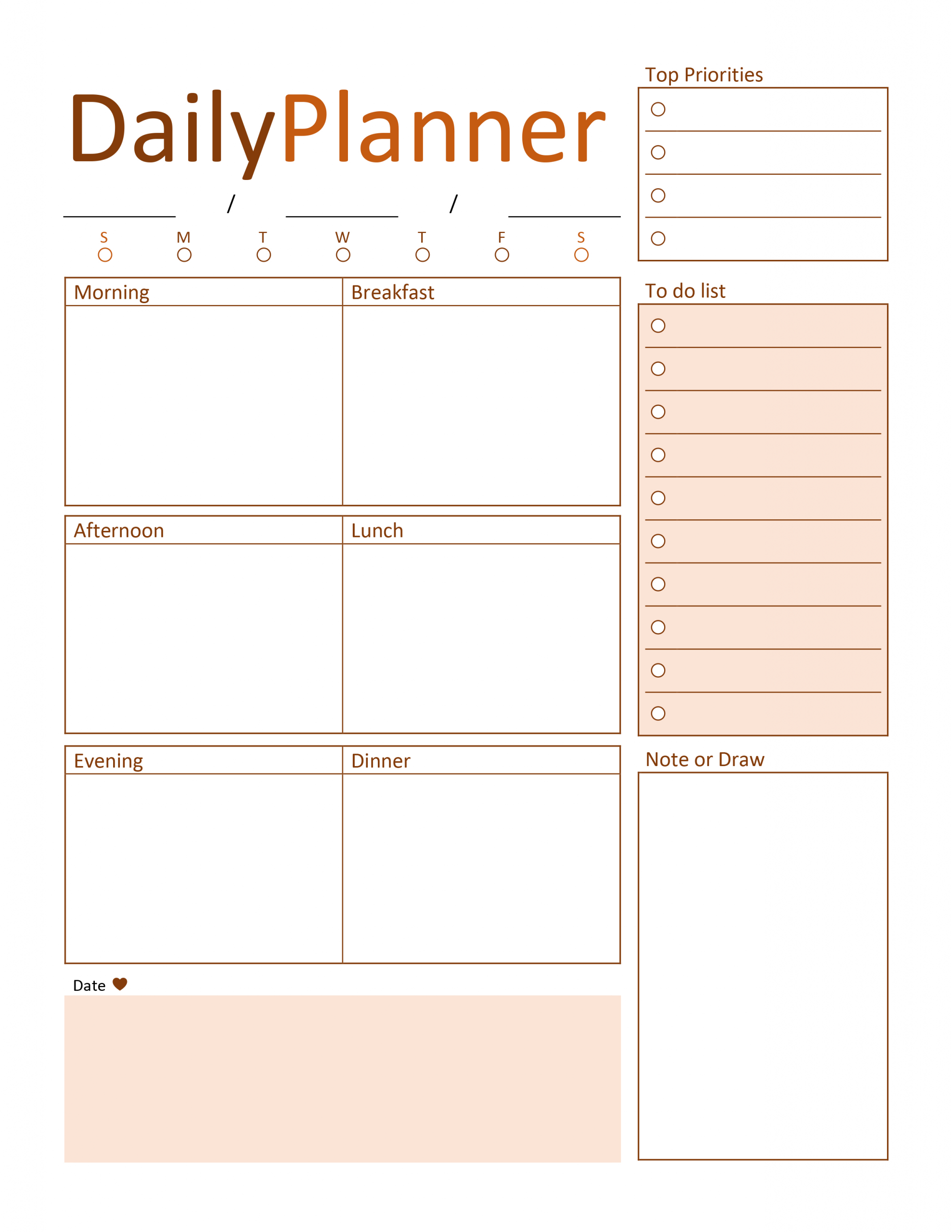 Daily Planner Free Calendar Su