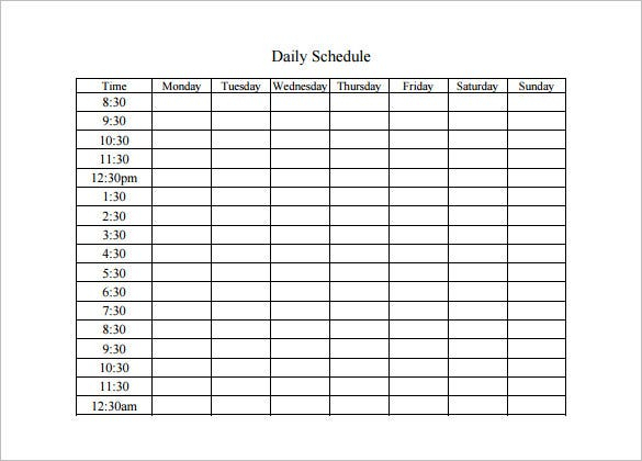 Daily Schedule Template 5 Free Word Excel Pdf