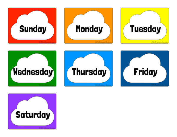 days of the week flashcards flashcards for kids