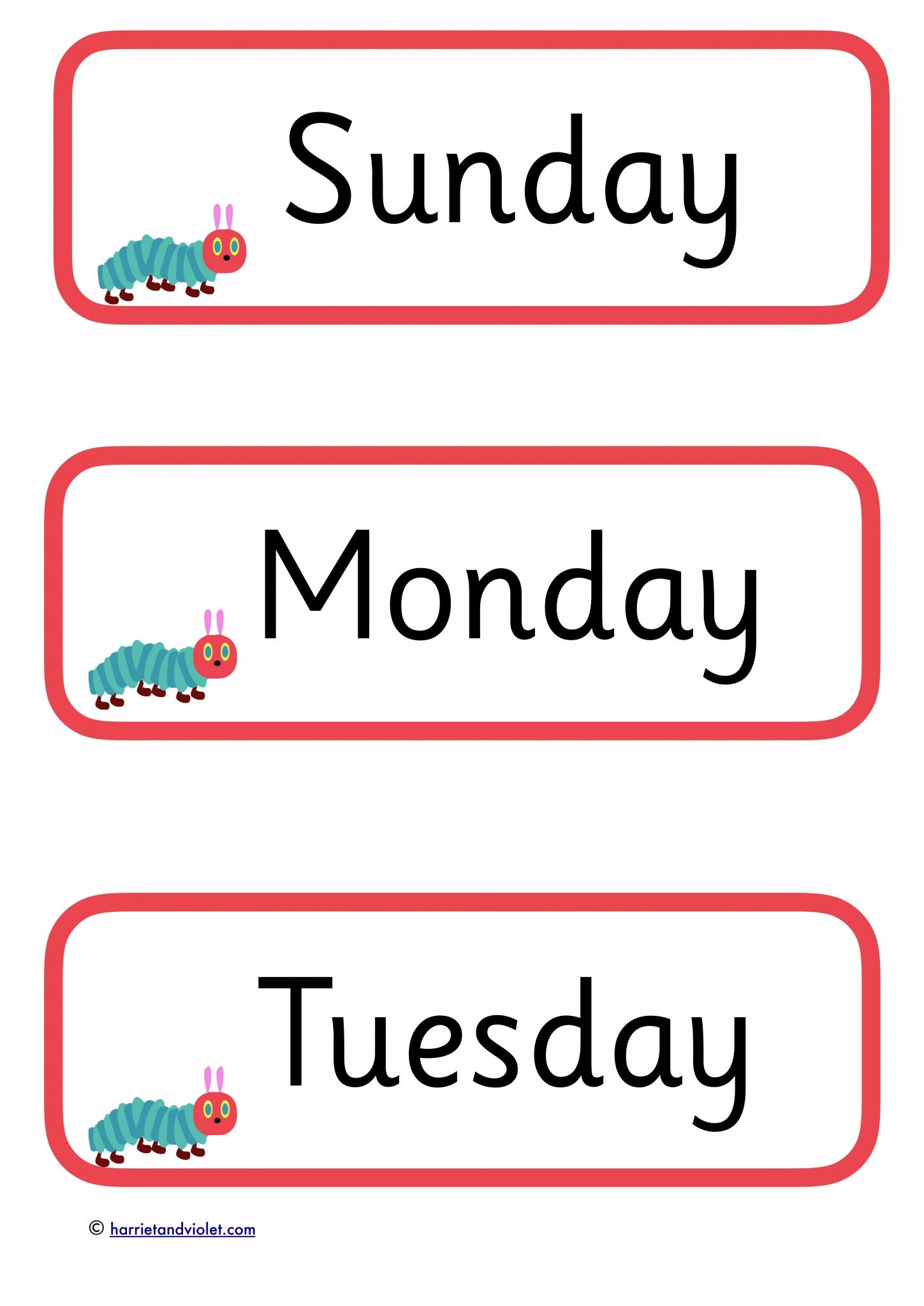 Days Of The Week Hungry Caterpillar Style Printable Teaching Resources Print Play Learn