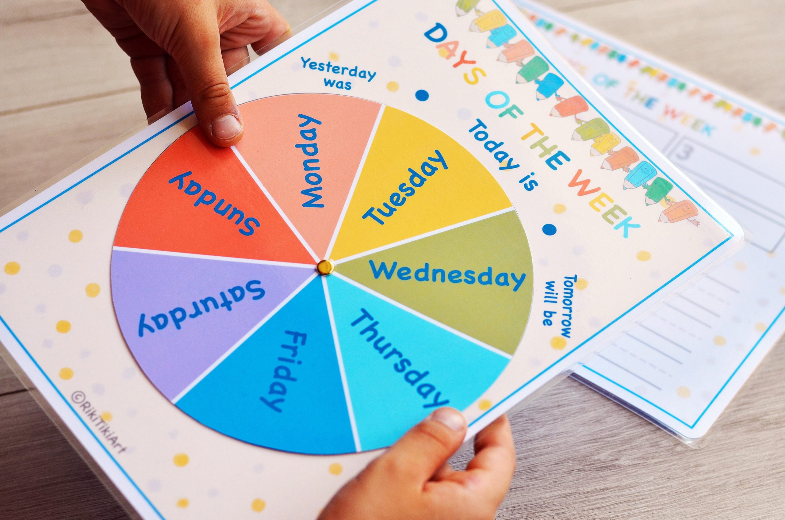 Days Of The Week Wheel Printable Montessori Calendar Toddler Etsy