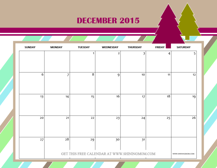 december 2015 calendars christmas themed designs