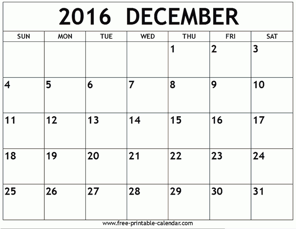 December 2016 Calendar Fort Pierce Central