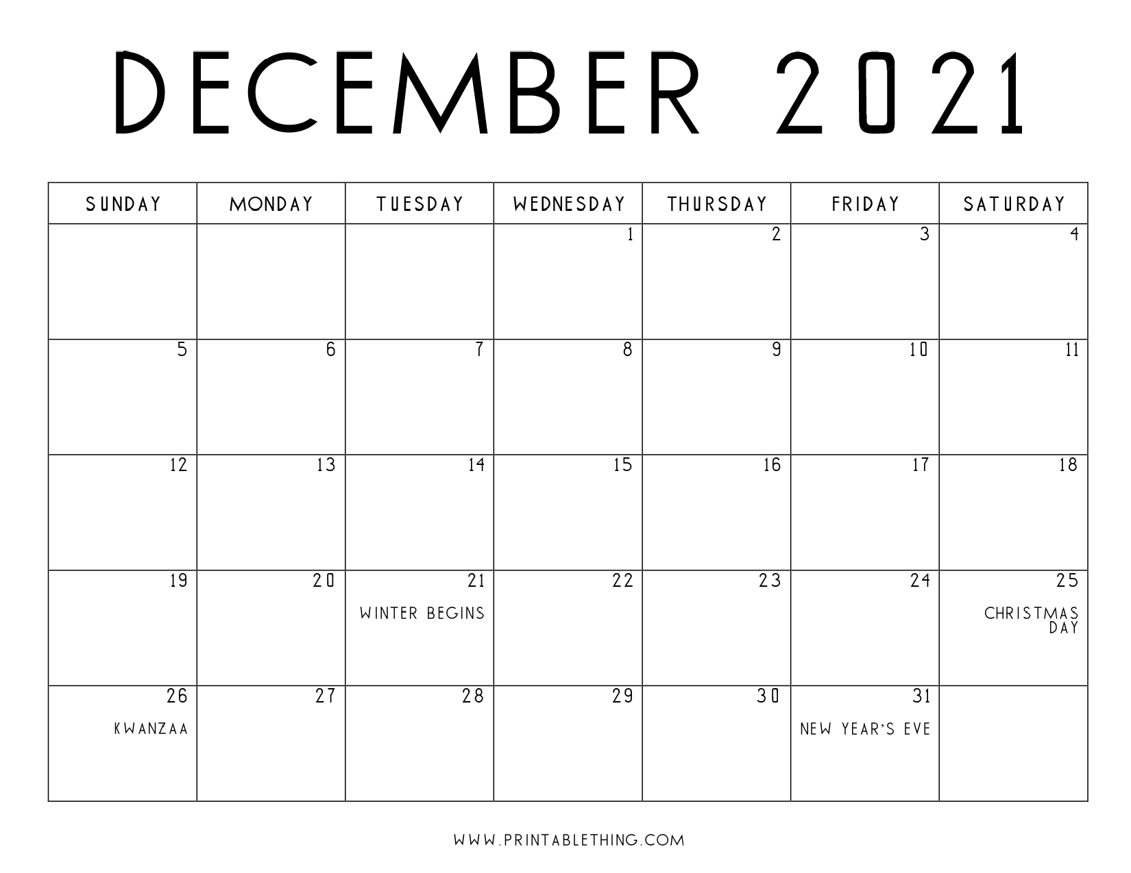 December 2021 Calendar Pdf December 2021 Calendar Image Print