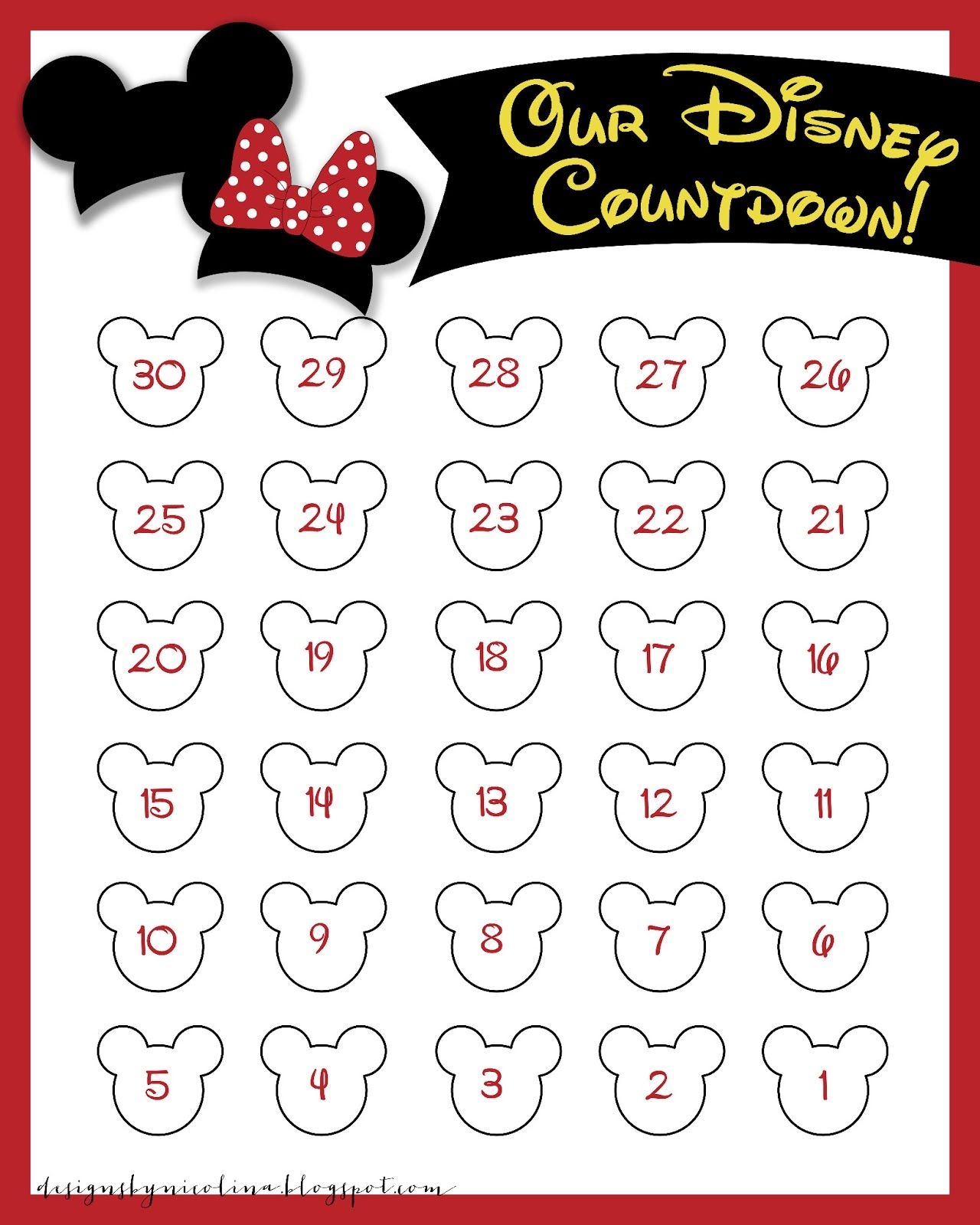 Designsnicolina Disney Countdown Free Printable 5