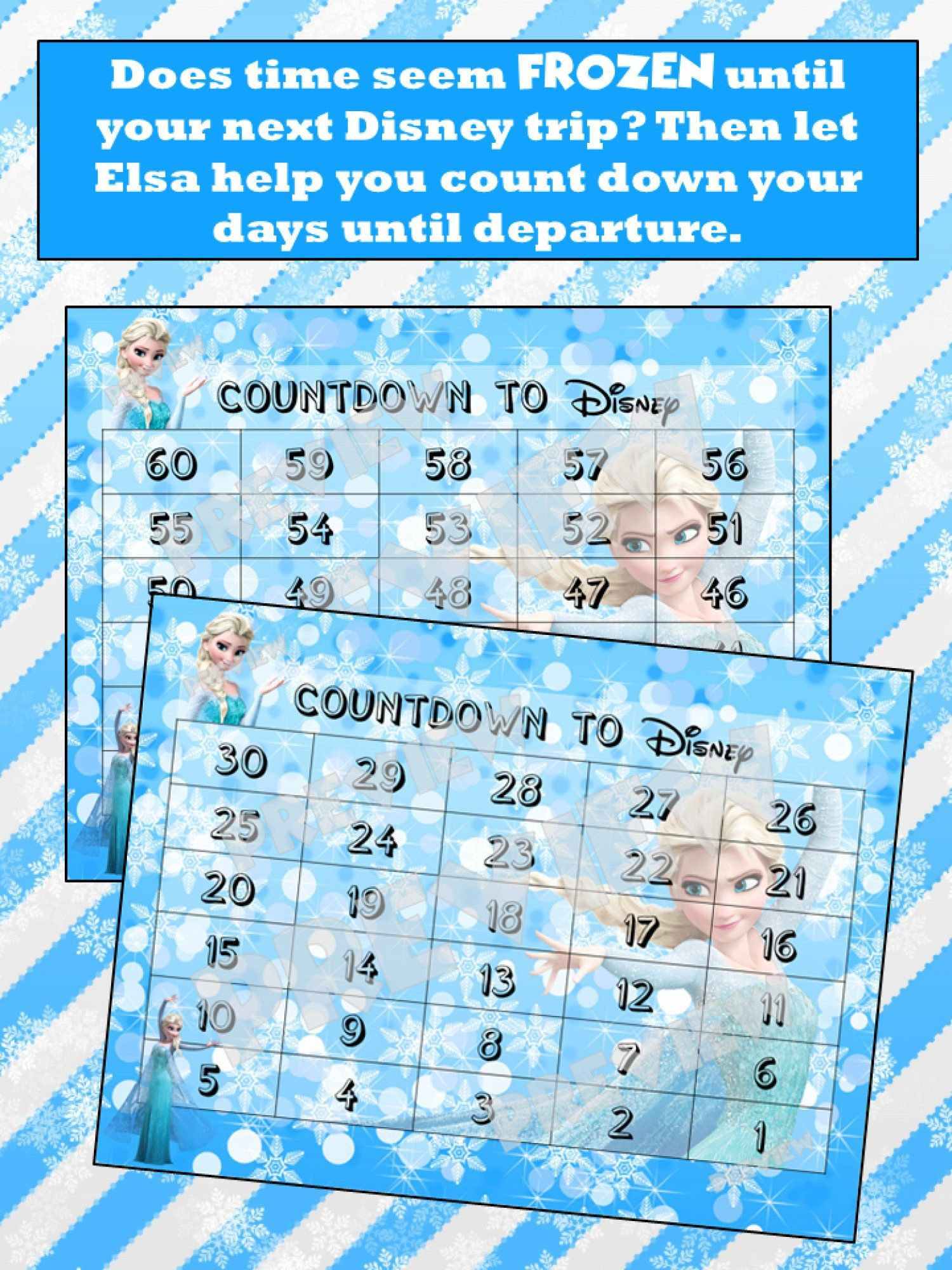 Disney Countdown Calendar Elsa Frozen Instant Download 2