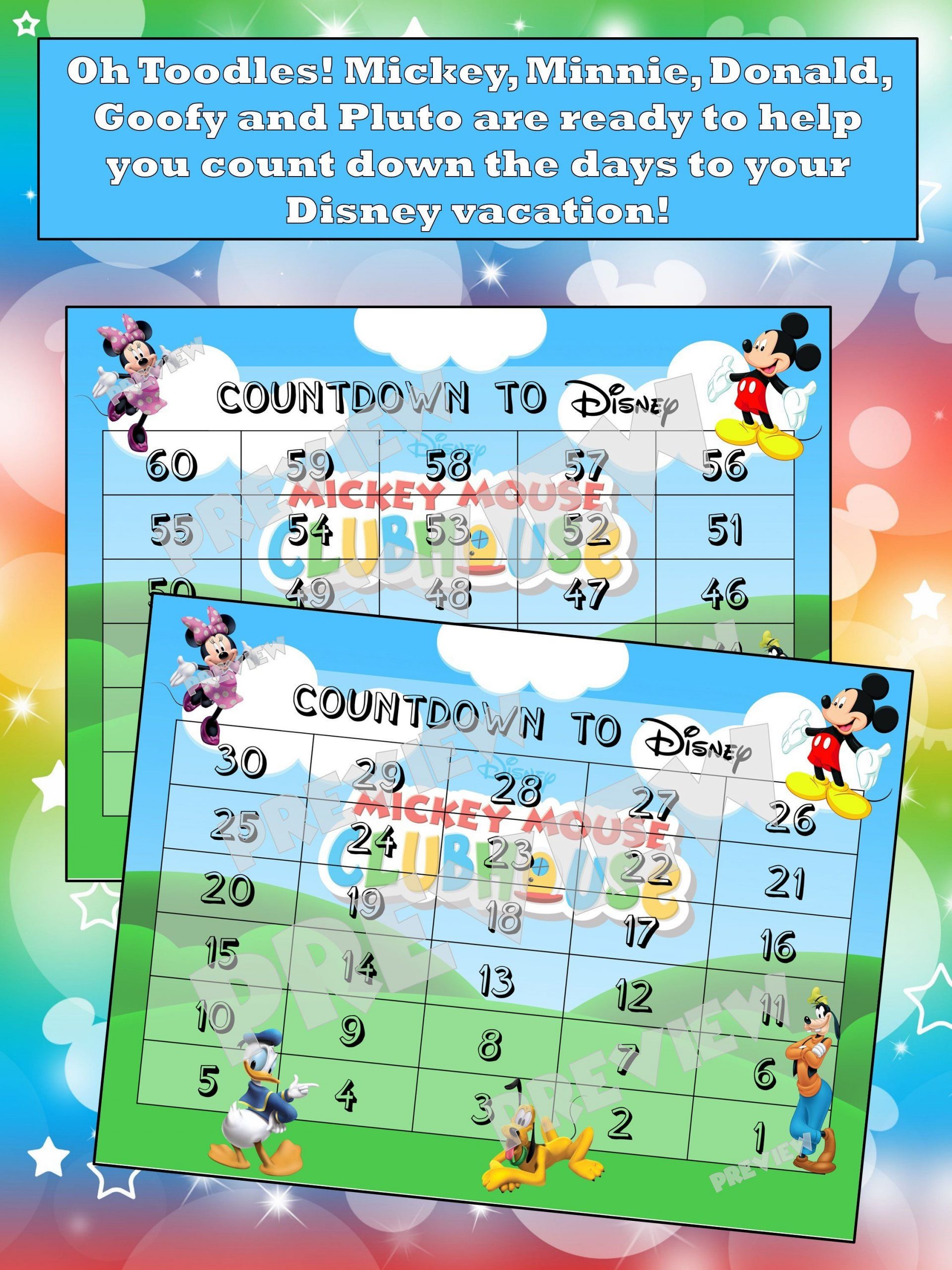 Disney Countdown Calendar Mickey Minnie Donald Goofy 1