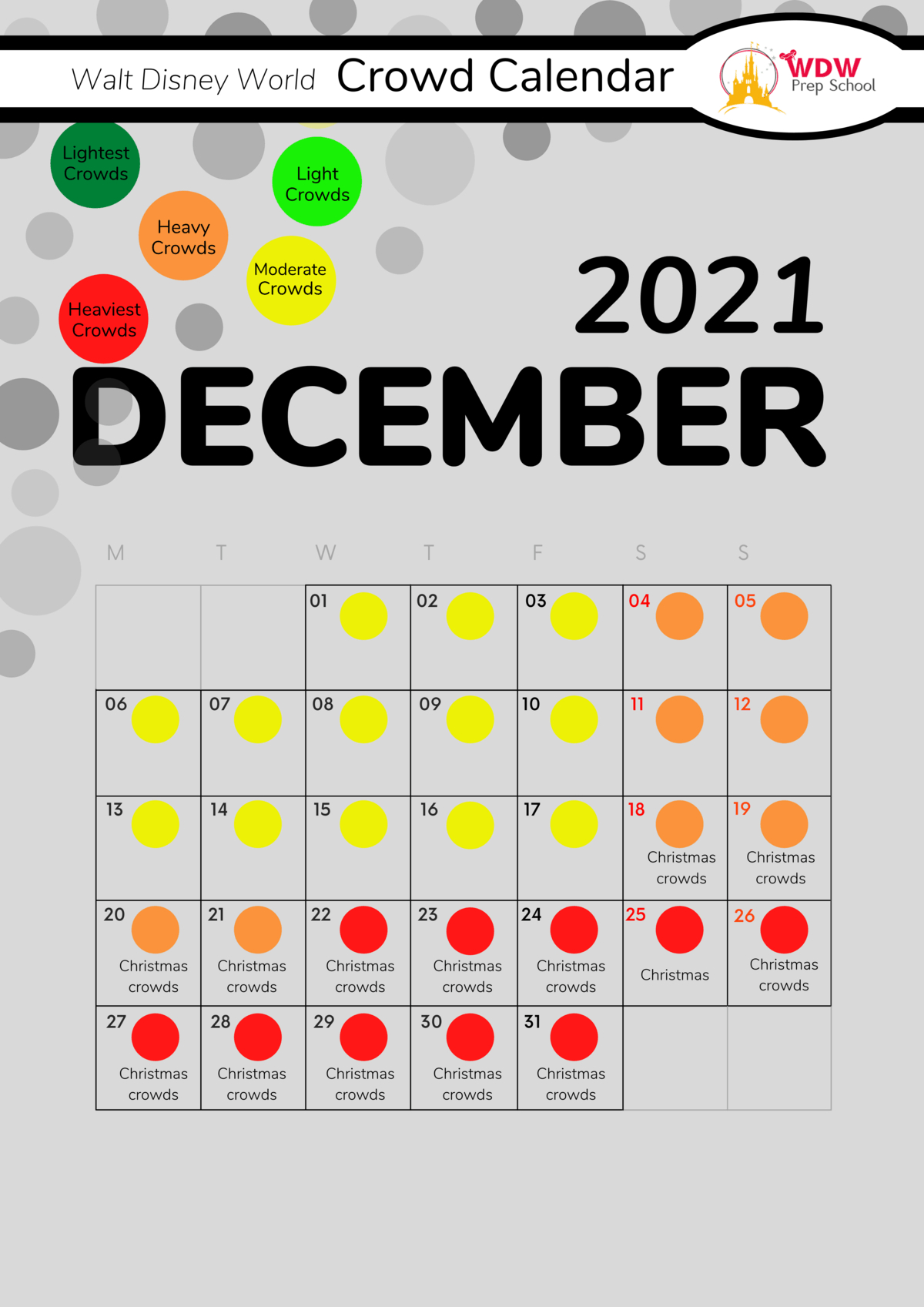 Disney Crowd Calendar 2022 English