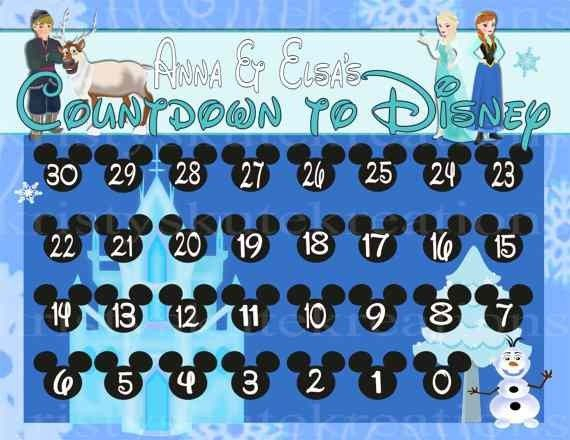 Disney Micky Frozen Printable Countdown Calendar Templates 1