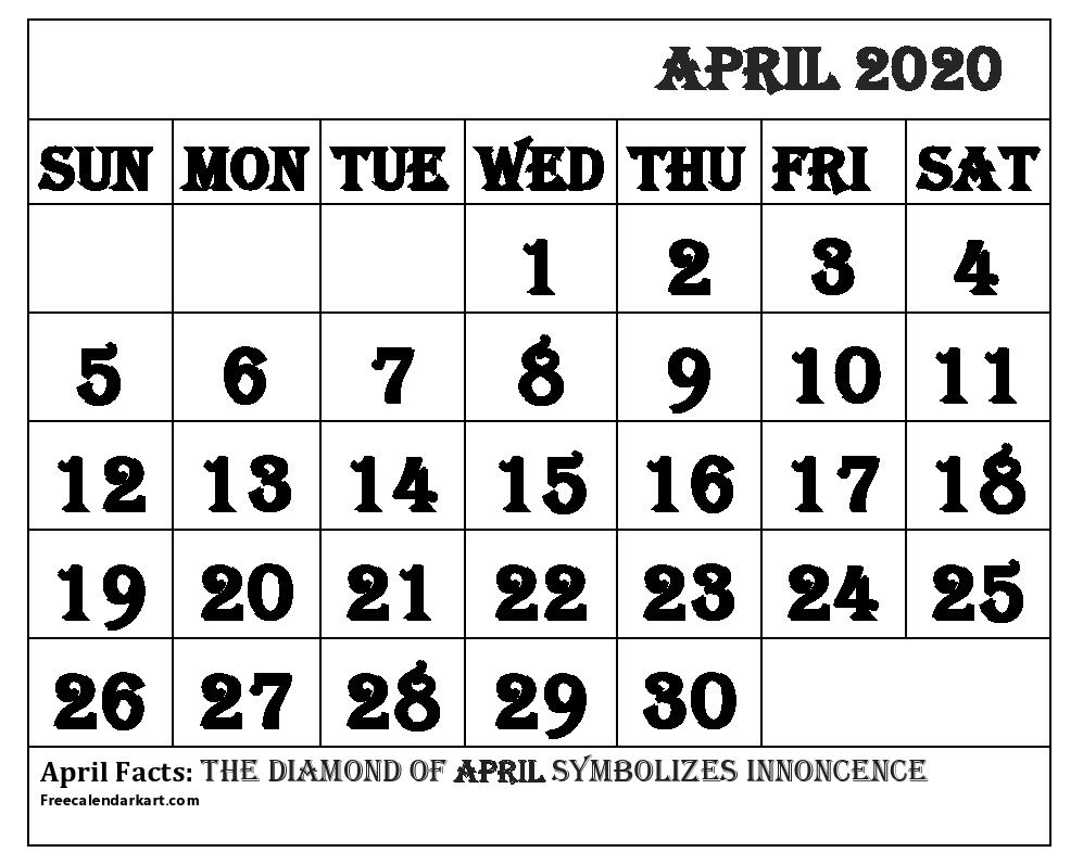 download one of the best april 2020 blank calendar free