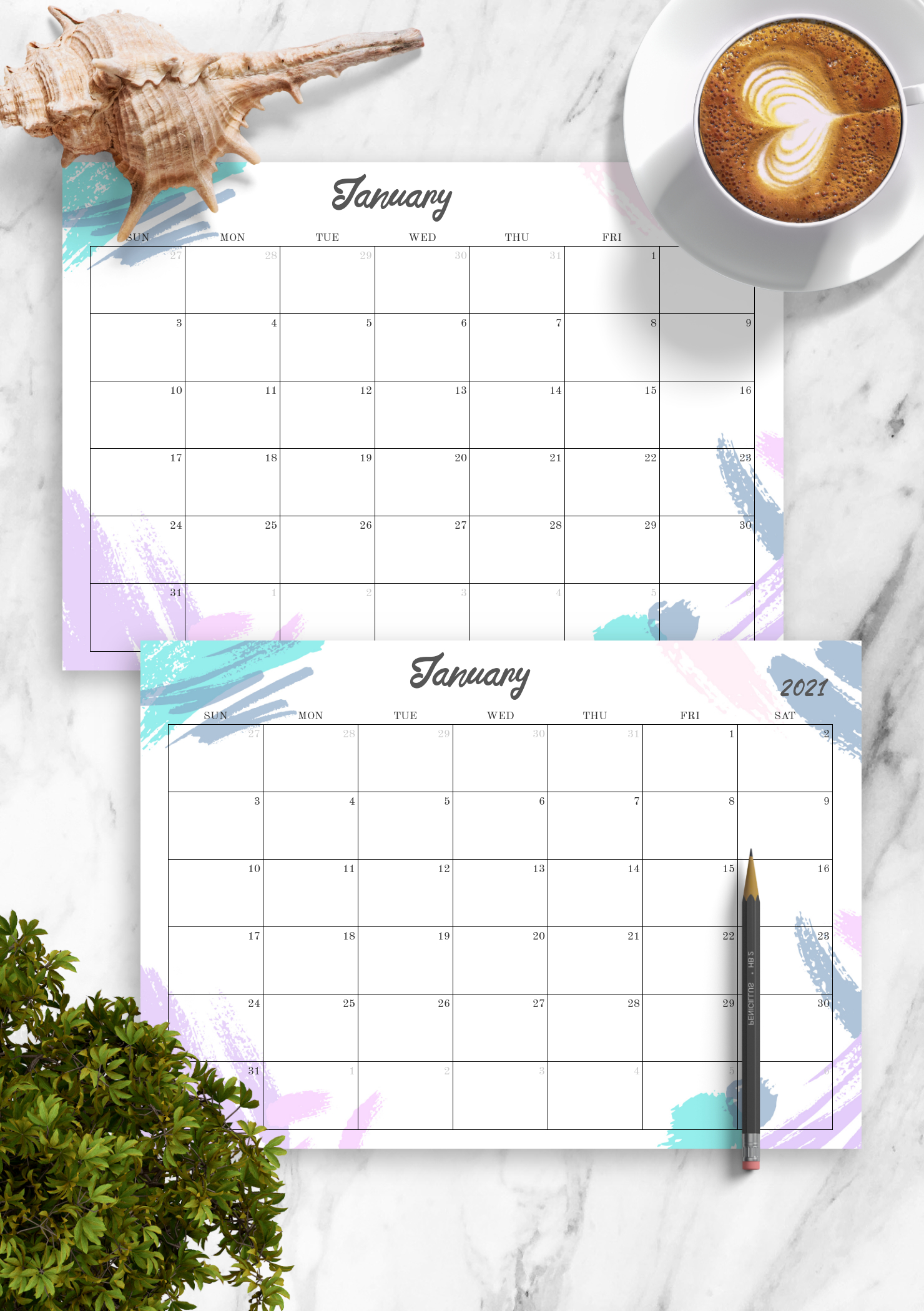 Download Printable Colored Monthly Calendar Pdf 1