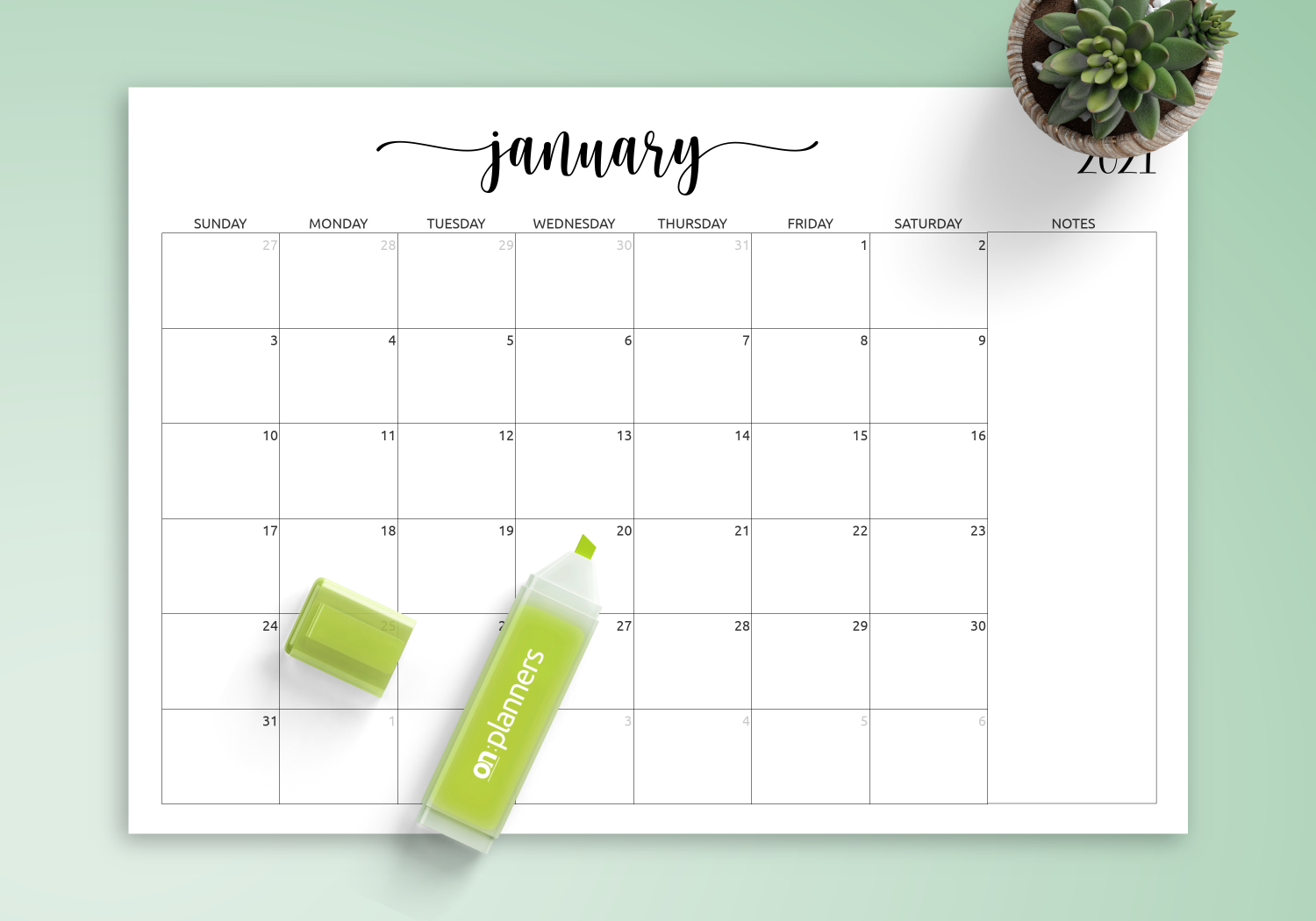 Download Printable Monthly Calendar With Notes Pdf 3